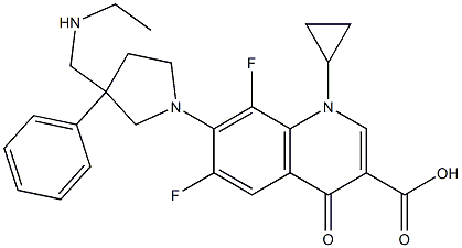 7-[3-[(Ethylamino)methyl]-3-phenylpyrrolizino]-1-cyclopropyl-6,8-difluoro-1,4-dihydro-4-oxo-3-quinolinecarboxylic acid 结构式