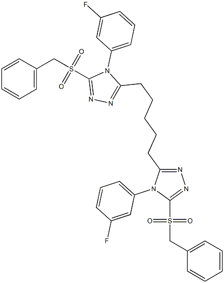 5,5'-(1,5-Pentanediyl)bis[4-(3-fluorophenyl)-3-benzylsulfonyl-4H-1,2,4-triazole] 结构式