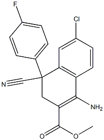 1-Amino-4-cyano-3,4-dihydro-6-chloro-4-(4-fluorophenyl)naphthalene-2-carboxylic acid methyl ester 结构式