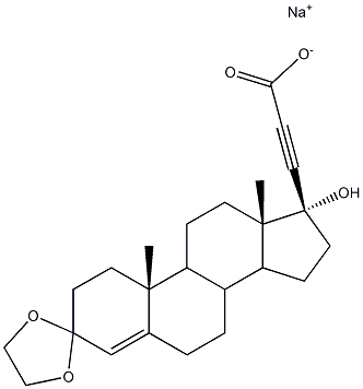 (17R)-3,3-Ethylenebisoxy-17-hydroxypregn-4-en-20-yne-21-carboxylic acid sodium salt 结构式