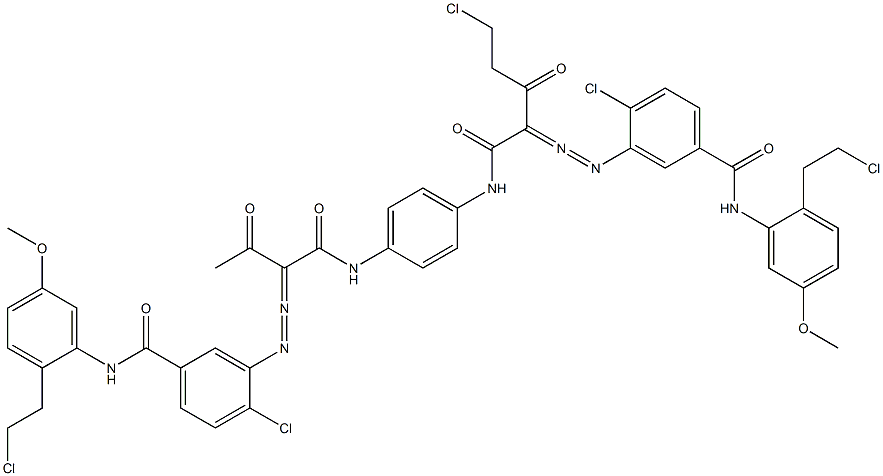 3,3'-[2-(Chloromethyl)-1,4-phenylenebis[iminocarbonyl(acetylmethylene)azo]]bis[N-[2-(2-chloroethyl)-5-methoxyphenyl]-4-chlorobenzamide] 结构式