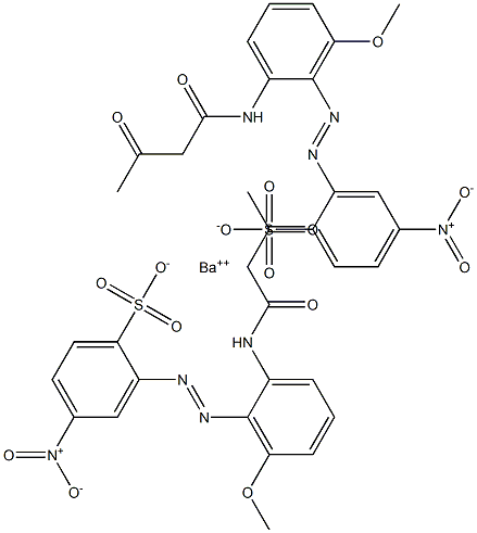 Bis[2-[2-(1,3-dioxobutylamino)-6-methoxyphenylazo]-4-nitrobenzenesulfonic acid]barium salt 结构式