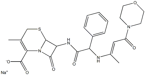 (-)-3-Methyl-7-[2-[1-methyl-2-(morpholinocarbonyl)vinylamino]-2-phenylacetylamino]-8-oxo-5-thia-1-azabicyclo[4.2.0]oct-2-ene-2-carboxylic acid sodium salt 结构式