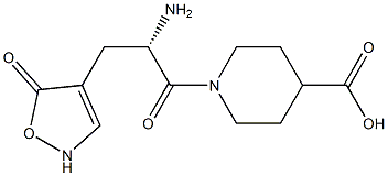 1-[(S)-2-Amino-3-[(2,5-dihydro-5-oxoisoxazol)-4-yl]propanoyl]piperidine-4-carboxylic acid 结构式