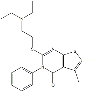 5,6-Dimethyl-3-phenyl-2-[[2-(diethylamino)ethyl]thio]thieno[2,3-d]pyrimidin-4(3H)-one 结构式