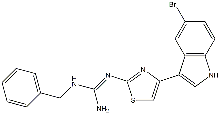 1-Benzyl-2-[4-(5-bromo-1H-indole-3-yl)-2-thiazolyl]guanidine 结构式