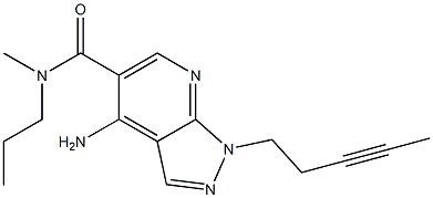 1-(3-Pentynyl)-4-amino-N-methyl-N-propyl-1H-pyrazolo[3,4-b]pyridine-5-carboxamide 结构式