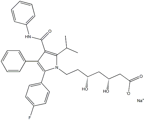 (3R,5R)-3,5-Dihydroxy-7-[3-phenyl-4-phenylcarbamoyl-2-(4-fluorophenyl)-5-isopropyl-1H-pyrrol-1-yl]heptanoic acid sodium salt 结构式