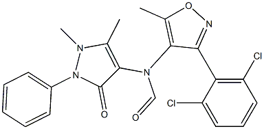 (3-(2,6-Dichlorophenyl)-5-methylisoxazol-4-yl)-N-(2,3-dimethyl-5-oxo-1-phenyl(3-pyrazolin-4-yl))formamide 结构式