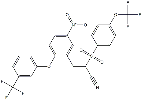 3-(5-Nitro-2-(3-(trifluoromethyl)phenoxy)phenyl)-2-((4-(trifluoromethoxy)phenyl)sulfonyl)prop-2-enenitrile 结构式