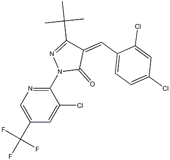 4-((2,4-Dichlorophenyl)methylene)-3-(tert-butyl)-1-(3-chloro-5-(trifluoromethyl)(2-pyridyl))-2-pyrazolin-5-one 结构式