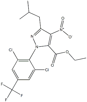 1-[2,6-DICHLORO-4-(TRIFLUOROMETHYL)PHENYL]-3-(2-METHYLPROPYL)-4-NITRO-1H-PYRAZOLE-5-CARBOXYLIC ACID ETHYL ESTER 结构式