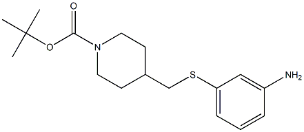 4-(3-Amino-phenylsulfanylmethyl)-piperidine-1-carboxylic acid tert-butyl ester 结构式