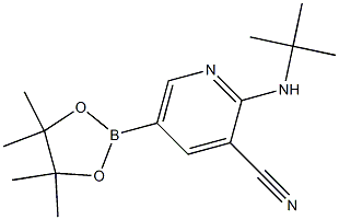 2-(tert-butylamino)-5-(4,4,5,5-tetramethyl-1,3,2-dioxaborolan-2-yl)pyridine-3-carbonitrile 结构式