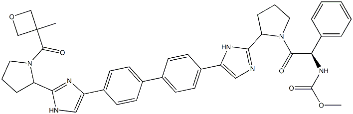 methyl (1R)-2-(2-(5-(4'-(2-(1-(3- meth yloxetane-3-carbonyl) pyrrolidin-2-yl)-1H-imidazol-4-yl)biphenyl-4-yl)-1H-imidazol-2-yl)pyrrolidin-1-yl)-2-oxo-1-phenylethylcarbamate 结构式