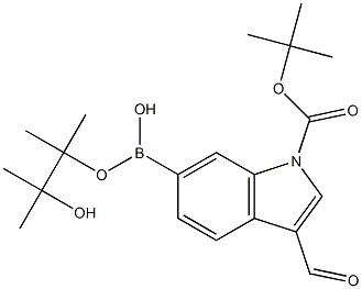 N-Boc-3-Formyl-6-Indoleboronic Acid Pinacol Ester 结构式