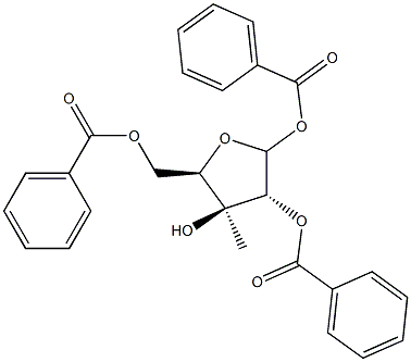 1,2,5-Tri-O-benzoyl-3-methyl-D-xylofuranose 结构式