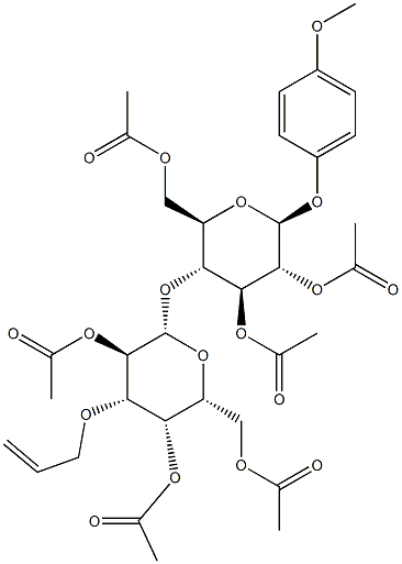 4-Methoxyphenyl 2,3,6-tri-O-acetyl-4-O-(2,4,6-tri-O-acetyl-3-O-allyl-b-D-galactopyranosyl)-b-D-glucopyranoside 结构式