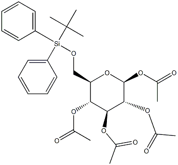 1,2,3,4-Tetra-O-acetyl-6-O-(tert-butyldiphenylsilyl)-b-D-glucopyranose 结构式