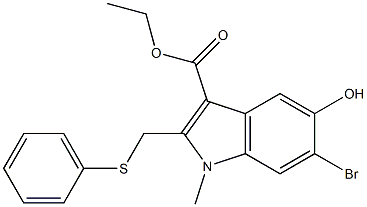 Ethyl 6-bromo-5-hydroxy-1-methyl-2-phenylthiomethyl-1H-indole-3-carboxylate 结构式