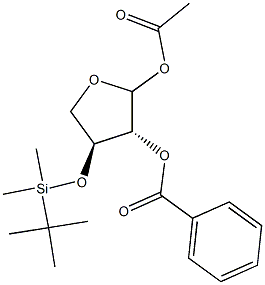 1-O-乙酰基-2-O-苯甲酰基-3-O-叔丁基二甲基甲硅烷基-L-苏式呋喃糖 结构式