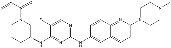(R)-1-(3-((5-fluoro-2-((2-(4-methylpiperazin-1-yl)quinolin-6-yl)amino)pyrimidin-4-yl)amino)piperidin-1-yl)prop-2-en-1-one 结构式