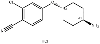 4-(((1r,4r)-4-aminocyclohexyl)oxy)-2-chlorobenzonitrile hydrochloride 结构式