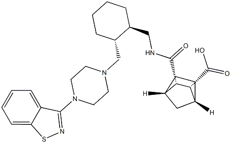 (1R,2R,3S,4S)-3-((((1R,2R)-2-((4-(benzo[d]isothiazol-3-yl)piperazin-1-yl)methyl)cyclohexyl)methyl)carbamoyl)bicyclo[2.2.1]heptane-2- carboxylicacid 结构式