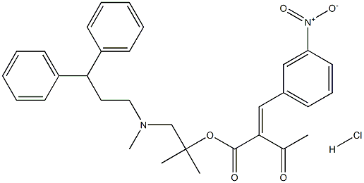 2-[(3-Nitrophenyl)methylene]-3-oxo-butanoic Acid 2-[(3,3-Diphenylpropyl)methylamino]-1,1-dimethylethyl Ester Hydrochloride 结构式