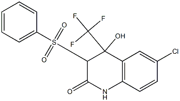 6-Chloro-3,4-dihydro-4-hydroxy-3-(phenylsulfonyl)-4-(trifluoromethyl)-2(1H)-quinolinone 结构式