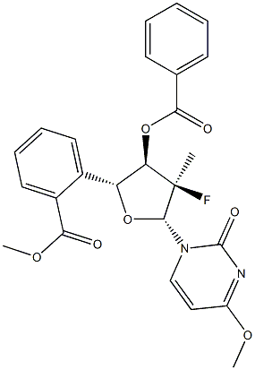 ((2R,3R,4R,5R)-3-(Benzoyloxy)-4-fluoro-5-(4-methoxy-2-oxopyrimidin-1(2H)-yl)-4-methyltetrahydrofuran-2-yl)methyl Benzoate 结构式