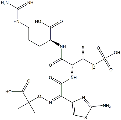 (8S,11S,Z)-5-(2-Aminothiazol-4-yl)-11-(3-guanidinopropyl)-2,2-dimethyl-6,9-dioxo-8-((S)-1-(sulfoamino)ethyl)-3-oxa-4,7,10-triazadodec-4-ene-1,12-dioic Acid 结构式