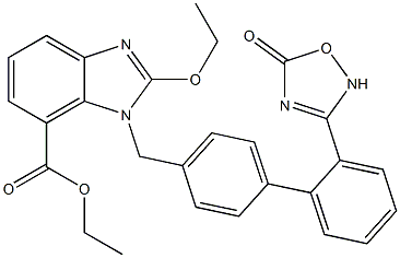 1-[[2'-(2,5-二氢-5-氧代-1,2,4-恶二唑-3-基)[1,1'-联苯]-4-基]甲基]-2-乙氧基-1H-苯并咪唑-7-羧酸乙酯 结构式