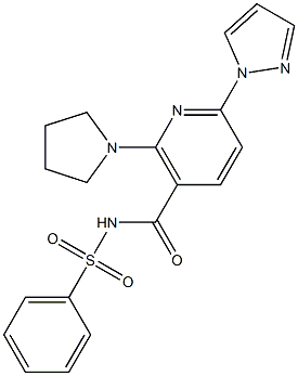 N-(phenylsulfonyl)-6-(1H-pyrazol-1-yl)-2-(pyrrolidin-1-yl)nicotinamide 结构式