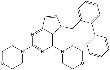 5-BIPHENYL-2-YLMETHYL-2,4-DI-MORPHOLIN-4-YL-5H-PYRROLO[3,2-D]PYRIMIDINE 结构式