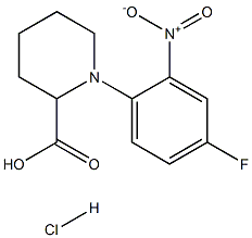 1-(4-FLUORO-2-NITROPHENYL)PIPERIDINE-2-CARBOXYLIC ACID HYDROCHLORIDE 结构式