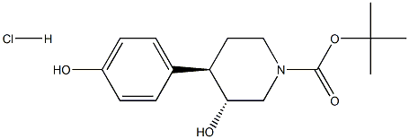 (3R,4R)-N-BOC-3-羟基-4-对羟基苯基哌啶盐酸盐 结构式