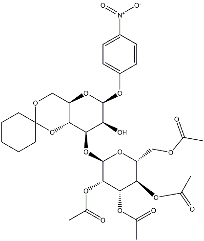 p-Nitrophenyl 3-O-(2,3,4,6-Tetra-O-acetyl-a-D-mannopyranosyl)-4,6-O-cyclohexylidene-b-D-mannopyranoside 结构式