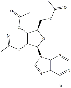 6-氯-9-(2',3' ,5'-三-O-乙酰基B-D-D-呋喃核糖基)嘌呤 结构式