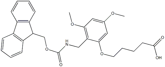 5-(2-(9-fluorenylmethyloxycarbonyl)aminomethyl-3,5-dimethoxyphenoxy)valeric acid 结构式