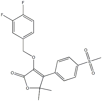 3,4-difluorobenzyloxy-5,5-dimethyl-4-(4-methylsulfonylphenyl)-(5H)-furan-2-one 结构式