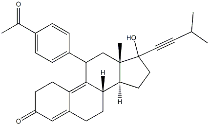 11-(4-acetophenyl)-17-hydroxy-17-(3-methyl-1-butynyl)-4,9-estradien-3-one 结构式