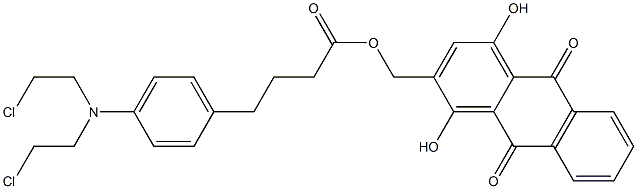 2-(1-(4-(p-bis(2-chloroethyl)-aminophenyl)-butanoyloxy)methyl)-1,4-dihydroxy-9,10-anthraquinone 结构式