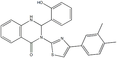 3-(4-(3,4-dimethylphenyl)-1,3-thiazol-2-yl)-2-(2-hydroxyphenyl)-1,2,3,4-tetrahydroquinazolin-4-one 结构式