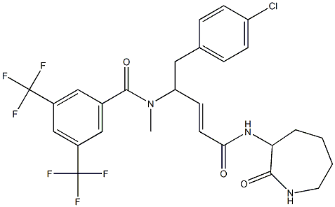 N-(1-(4-chloro-benzyl)-3-(2-oxo-azepan-3-ylcarbamoyl)-allyl)-N-methyl-3,5,-bis-trifluoromethyl-benzamide 结构式