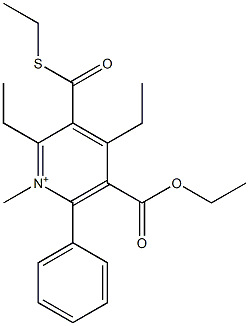 2,4-diethyl-1-methyl-3-(ethylsulfanylcarbonyl)-5-ethyloxycarbonyl-6-phenylpyridinium 结构式