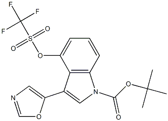 1-(tert-butoxycarbonyl)-4-trifluoromethylsulfonyloxy-3-(oxazol-5-yl)indole 结构式