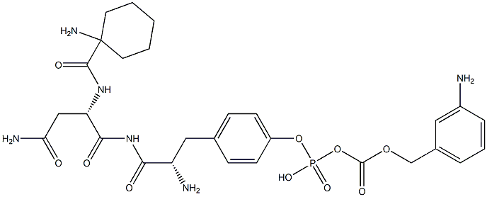 3-amino-phenylmethoxycarbonyl-phosphotyrosyl-1-aminocyclohexanecarbonyl-asparaginamide 结构式