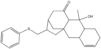 1,2,4a,5,6,7,8,9,10,10a,11,11a-dodecahydro-11-hydroxy-11-methyl-7-phenylthiomethyl-5aH-5a,8-methanocyclohepta(b)naphthalen-10-one 结构式