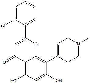 2-(2-chlorophenyl)-5,7-dihydroxy-8-(2,3,6-trihydro-1-methylpyridin-4-yl)benzopyran-4-one 结构式